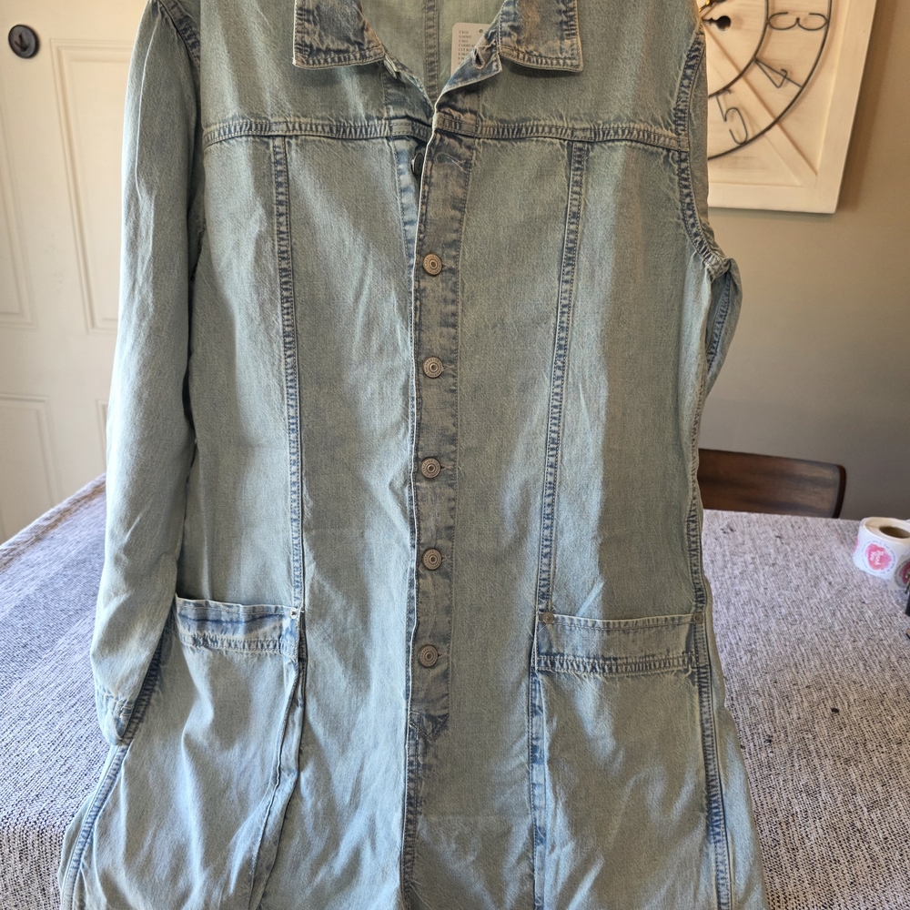 We The Free Light Blue Denim Romper